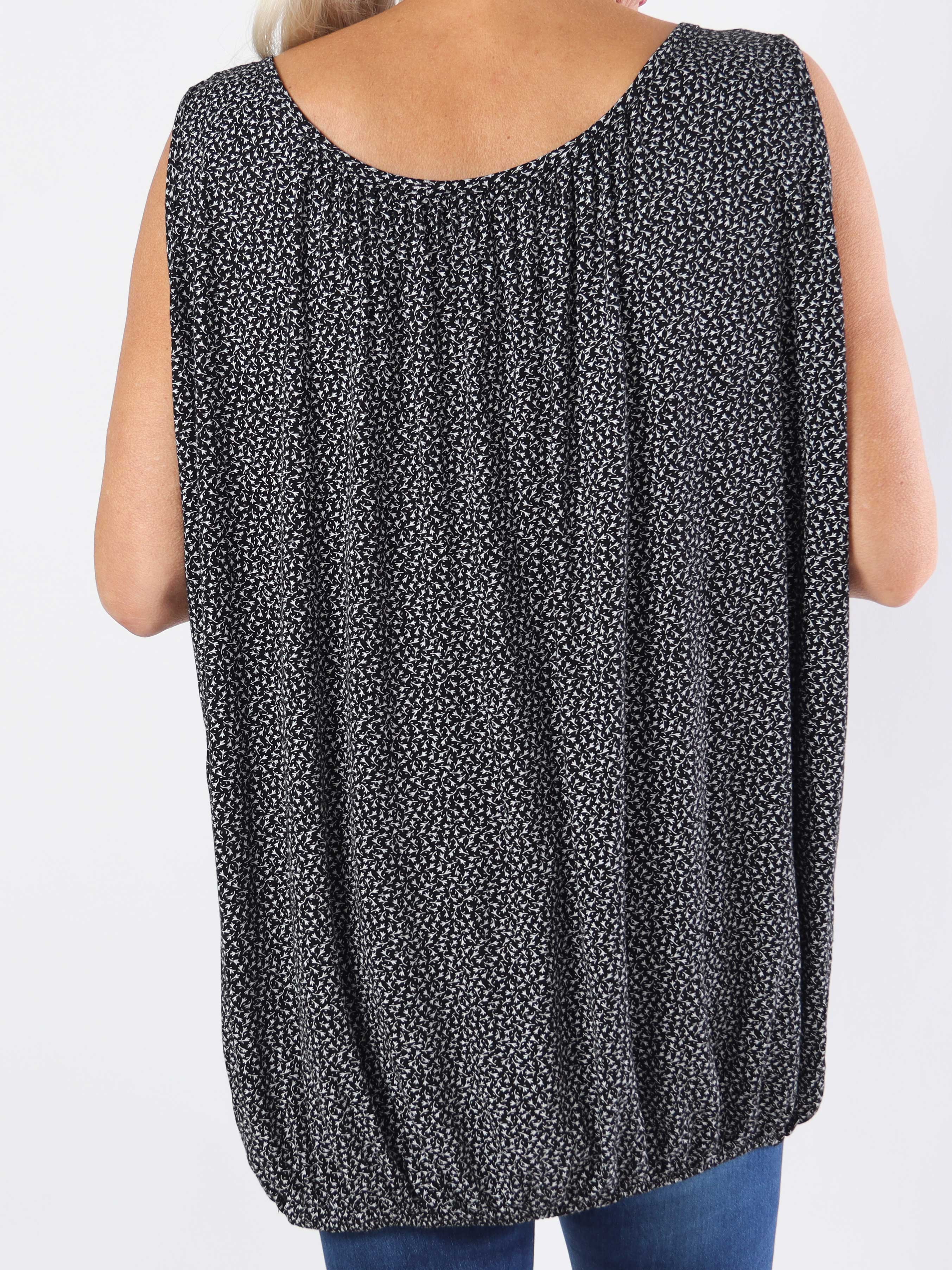 Miracle Flower Top - Plus size top i viskose med elastik forneden